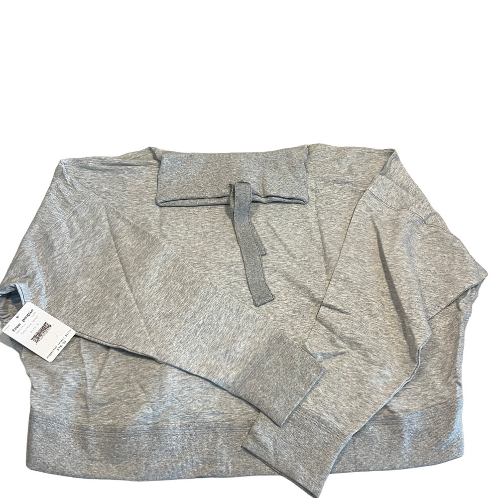 Free People Movement Lara Pullover Heather Gray Funnel Neck Size Large NWT - Picture 2 of 16